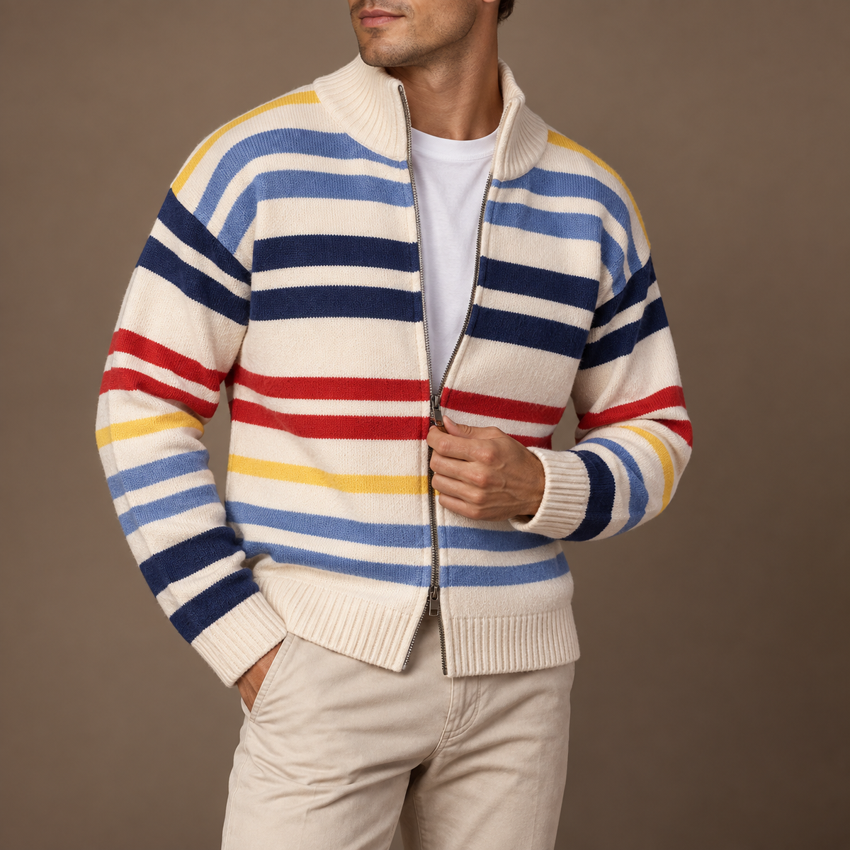 Emmett Striped Zip Cardigan