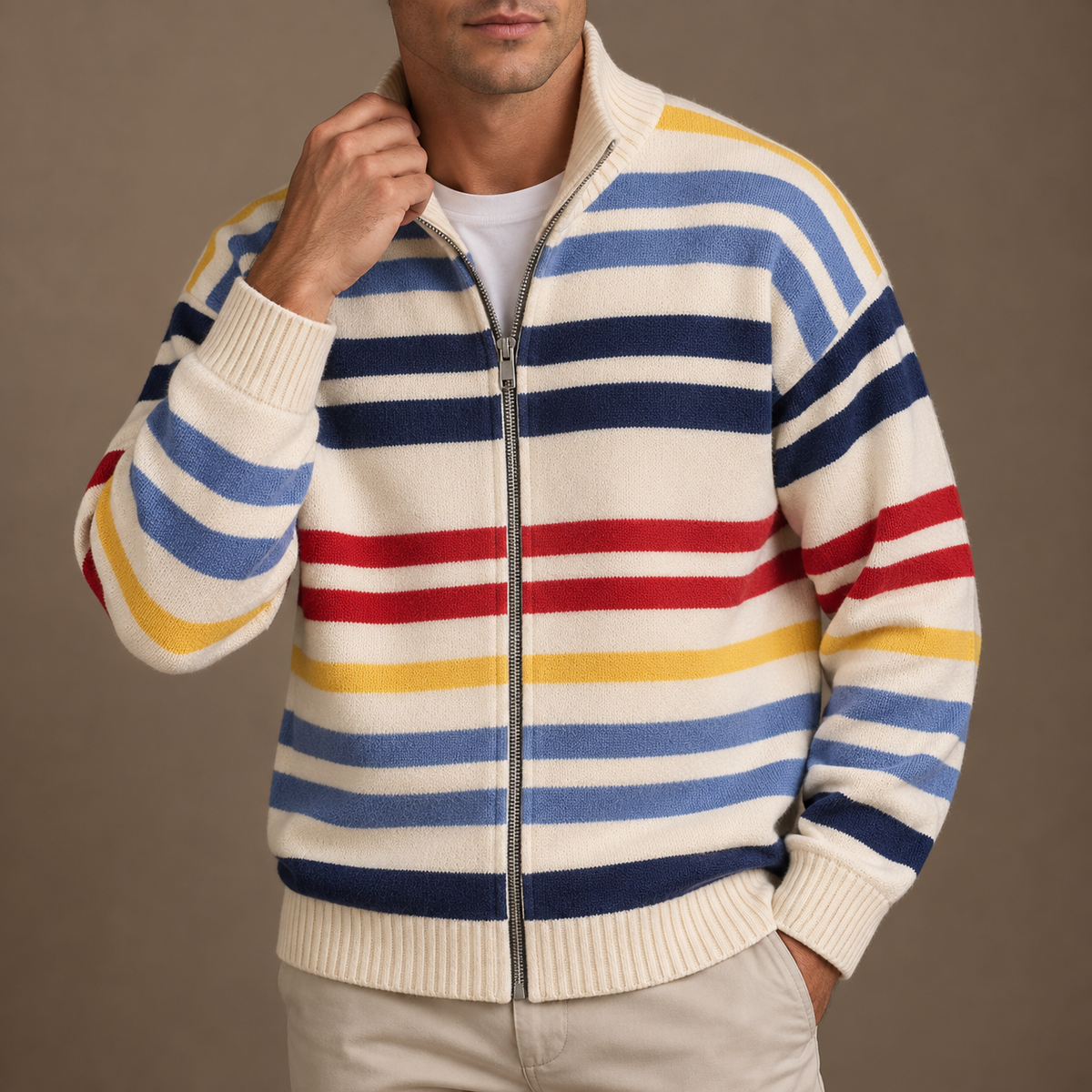 Emmett Striped Zip Cardigan