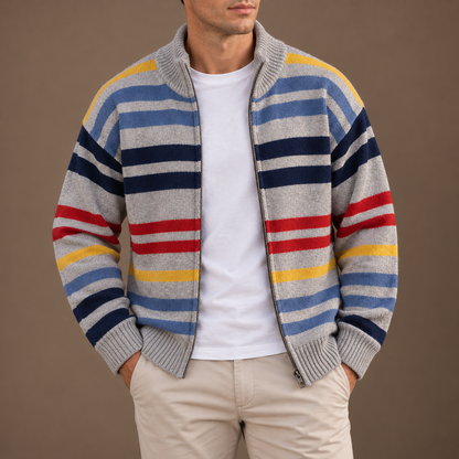 Emmett Striped Zip Cardigan