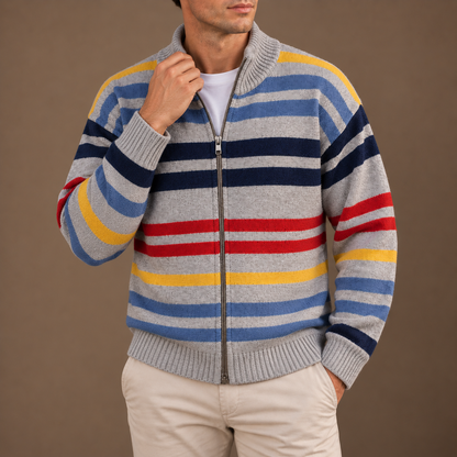 Emmett Striped Zip Cardigan